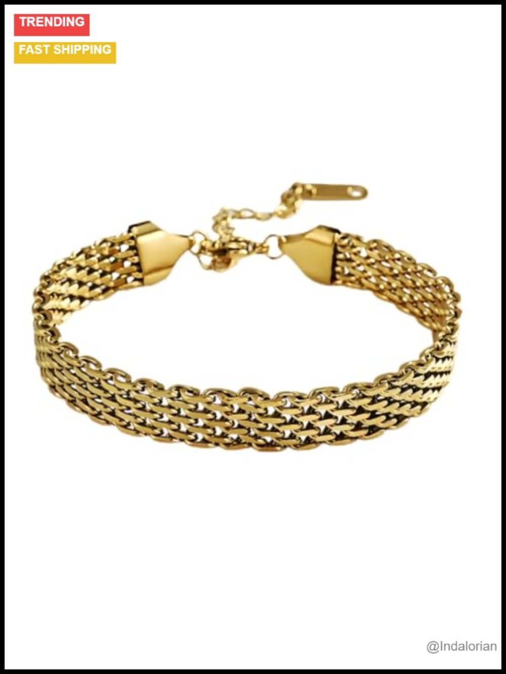 18K Gold Multi Layer Cuban Link Bracelet for Women Adjustable